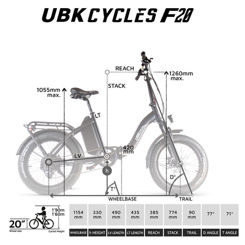 Image of Urbanbiker Fatbike F20, 48V, 960Wh, 250W, Bicicleta Eléctrica Plegable FAT